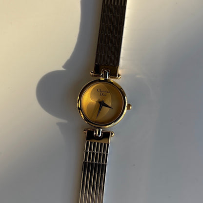 Dior 1990s Round Gold Dial Two Tone Watch