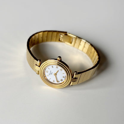 Dior 1990s Round Dial Gold Plated Watch