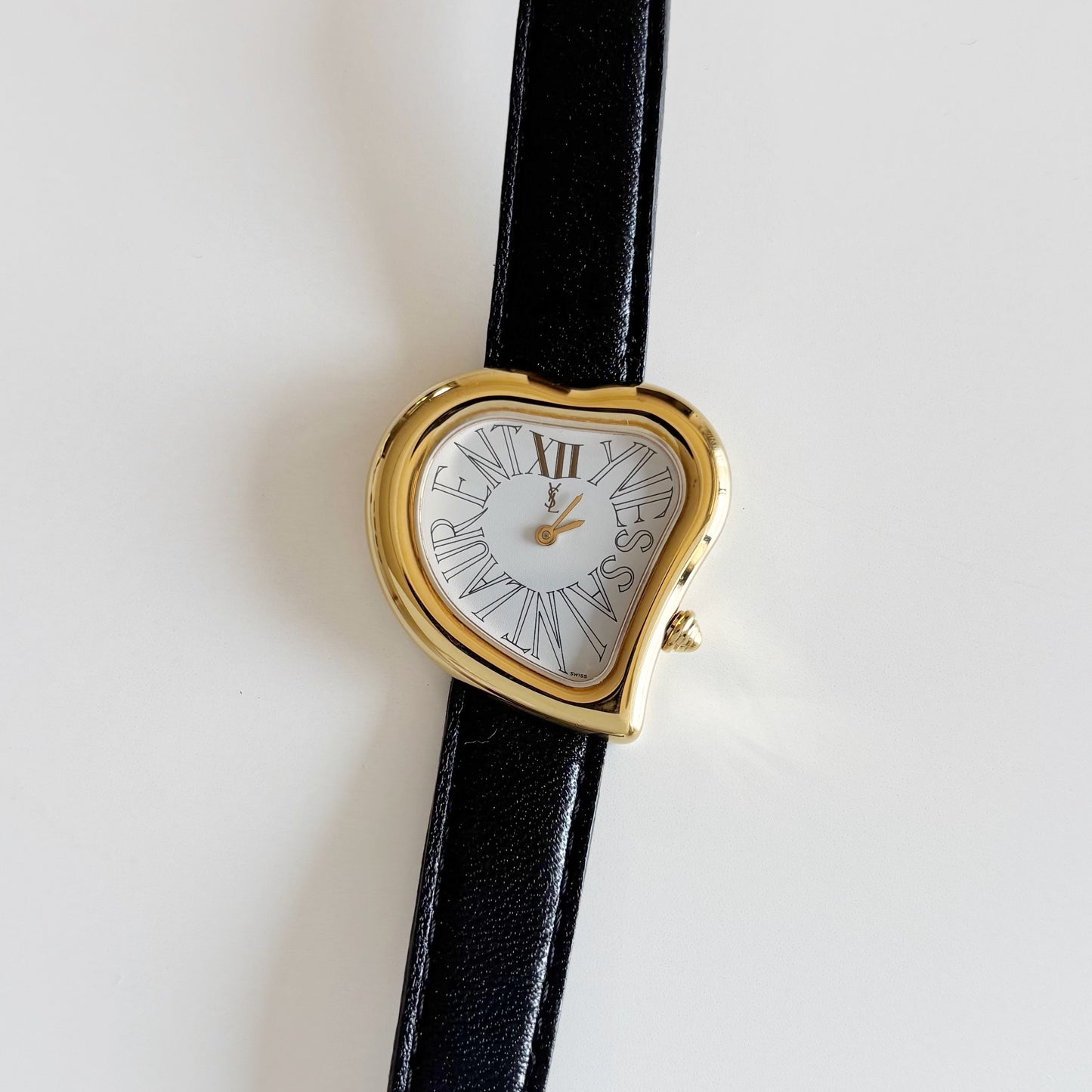Yves Saint Laurent 1990s Heart Shaped Gold Plated Watch