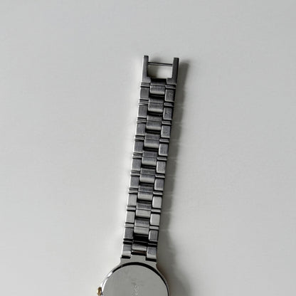 Yves Saint Laurent 1990s Round Dial Two Tone Gold Plated Watch