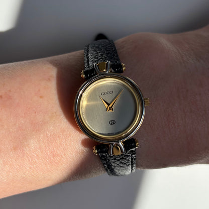 Gucci 1990s Round Dial Two Tone Watch
