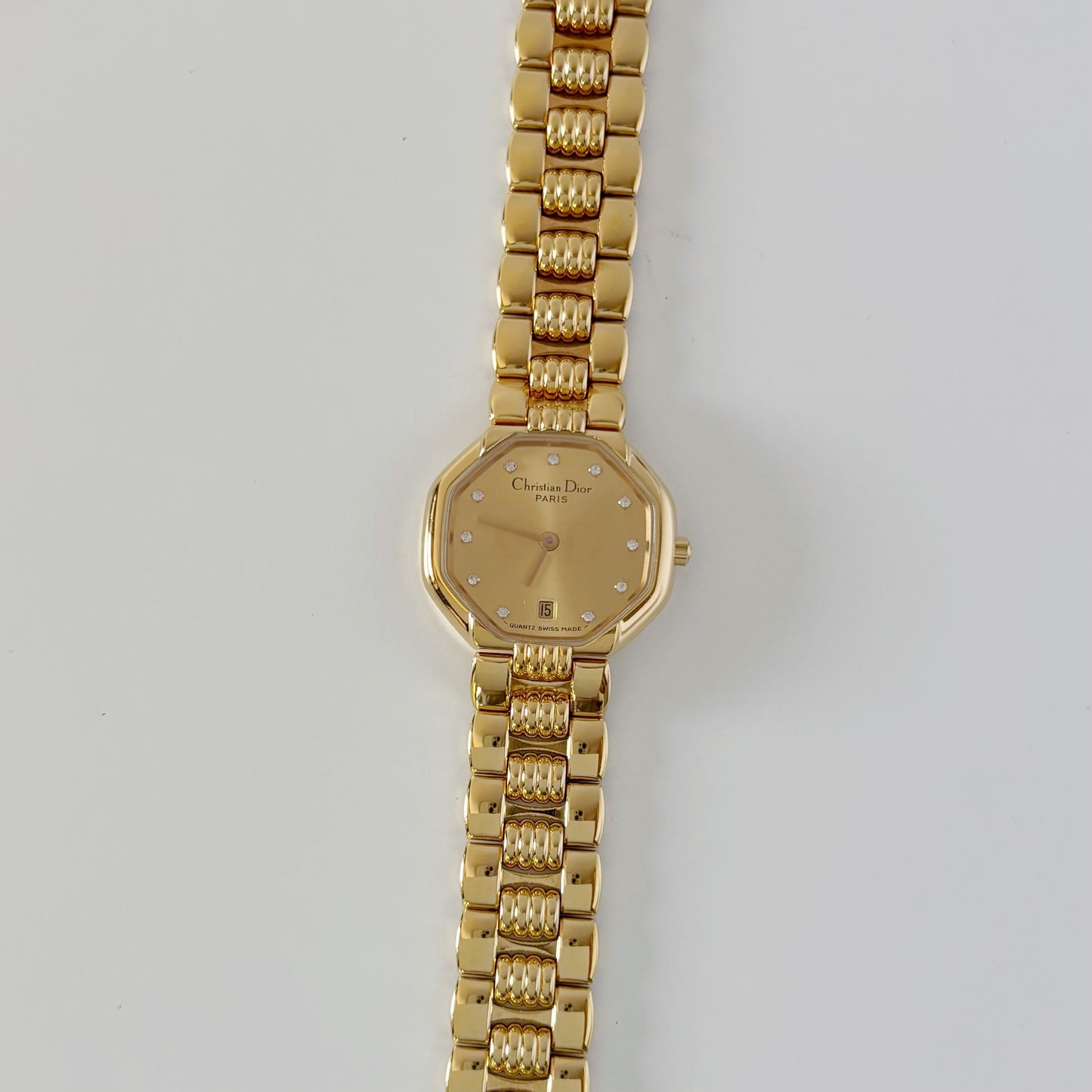 Dior 1990s Octagon Dial Gold Plated Watch