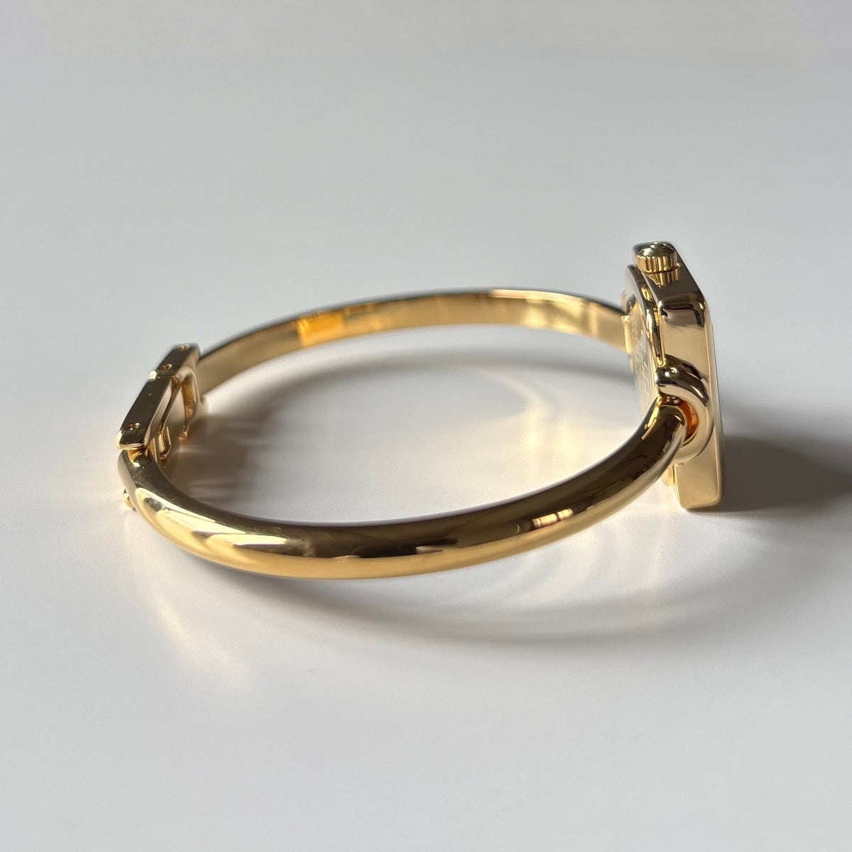 Gucci 1990s Square Dial Gold Plated Bangle Watch