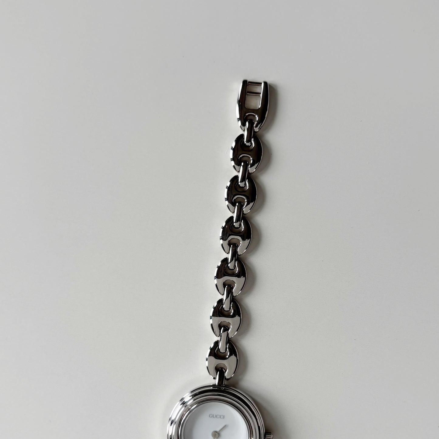 Gucci 1990s Interchangeable Bezel Silver Stainless Steel Watch with 6 bezels, case (165mm)