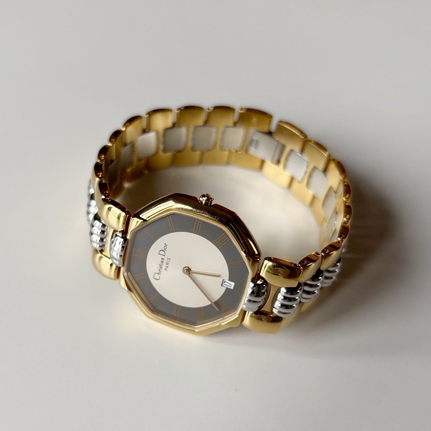 Dior 1990s Octagon Date Dial Two Tone Watch (Large) (5/31)