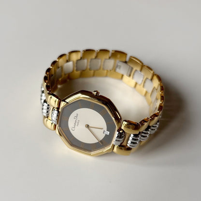 Dior 1990s Octagon Date Dial Two Tone Watch (Large) (5/31)
