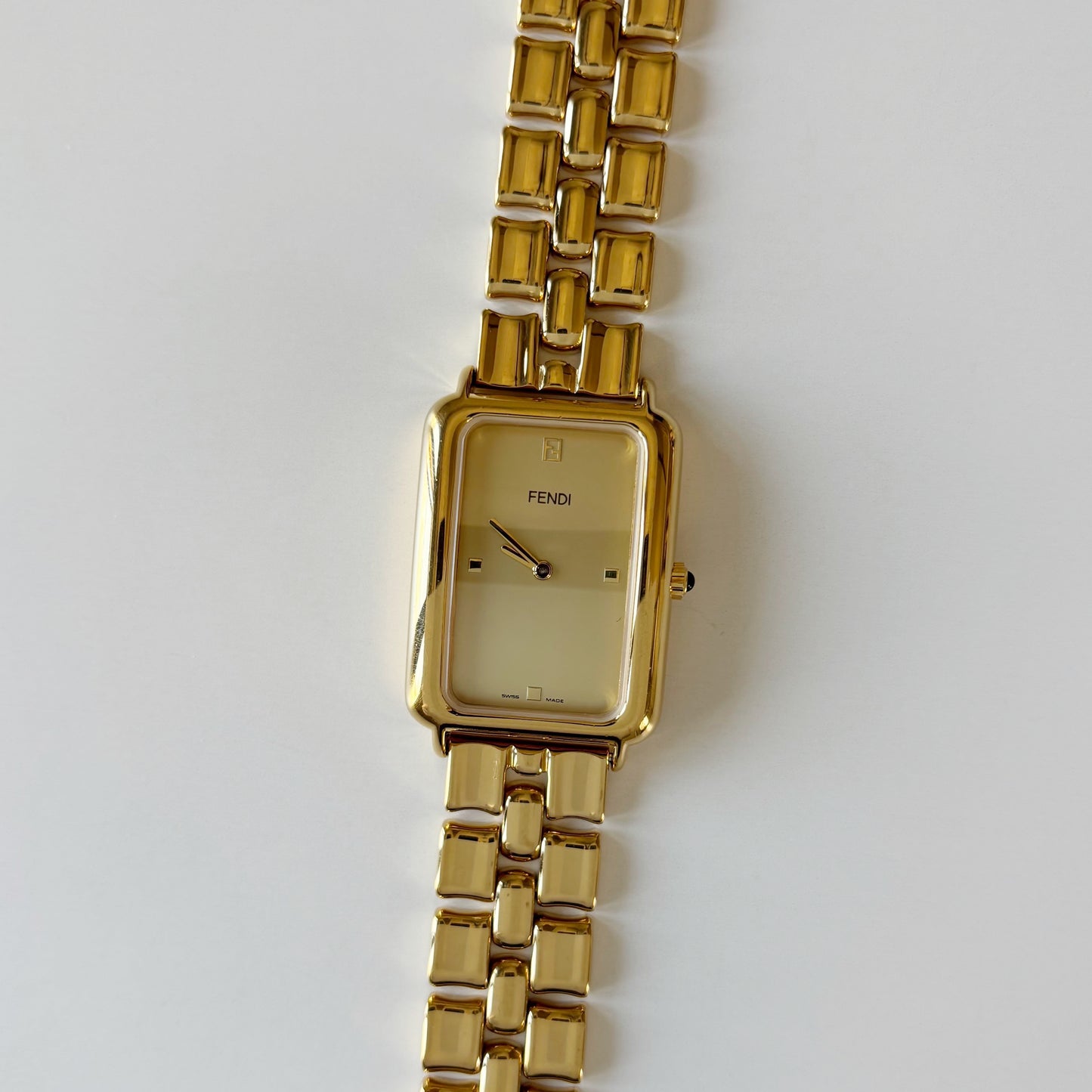 Fendi 1990s Tank Gold Plated Watch (Large)