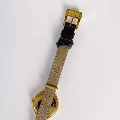 Fendi 1990s Interchangeable Belt Watch with 8 leather straps and case