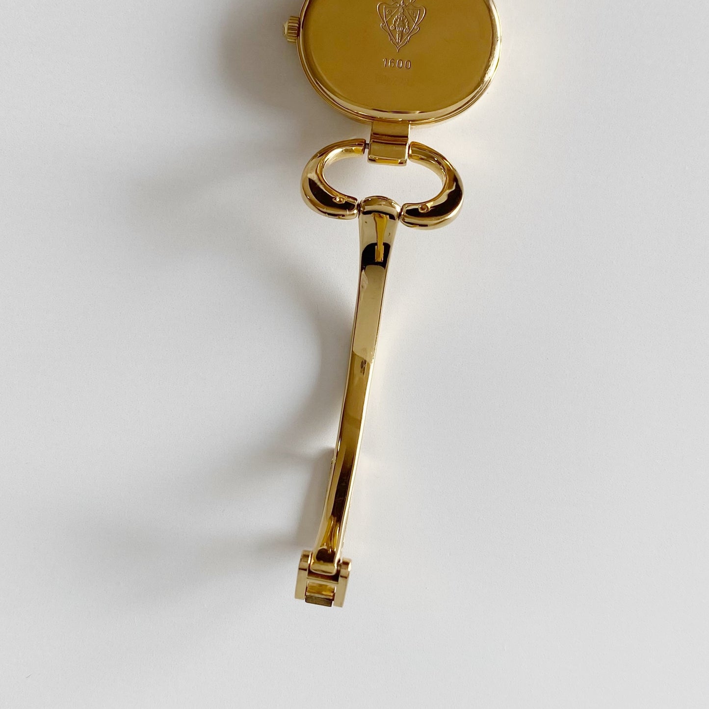 Gucci 1990s Black Dial Gold Plated Bangle Watch