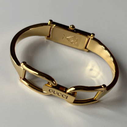 Gucci 1990s Seashell Dial Gold Plated Bangle Watch