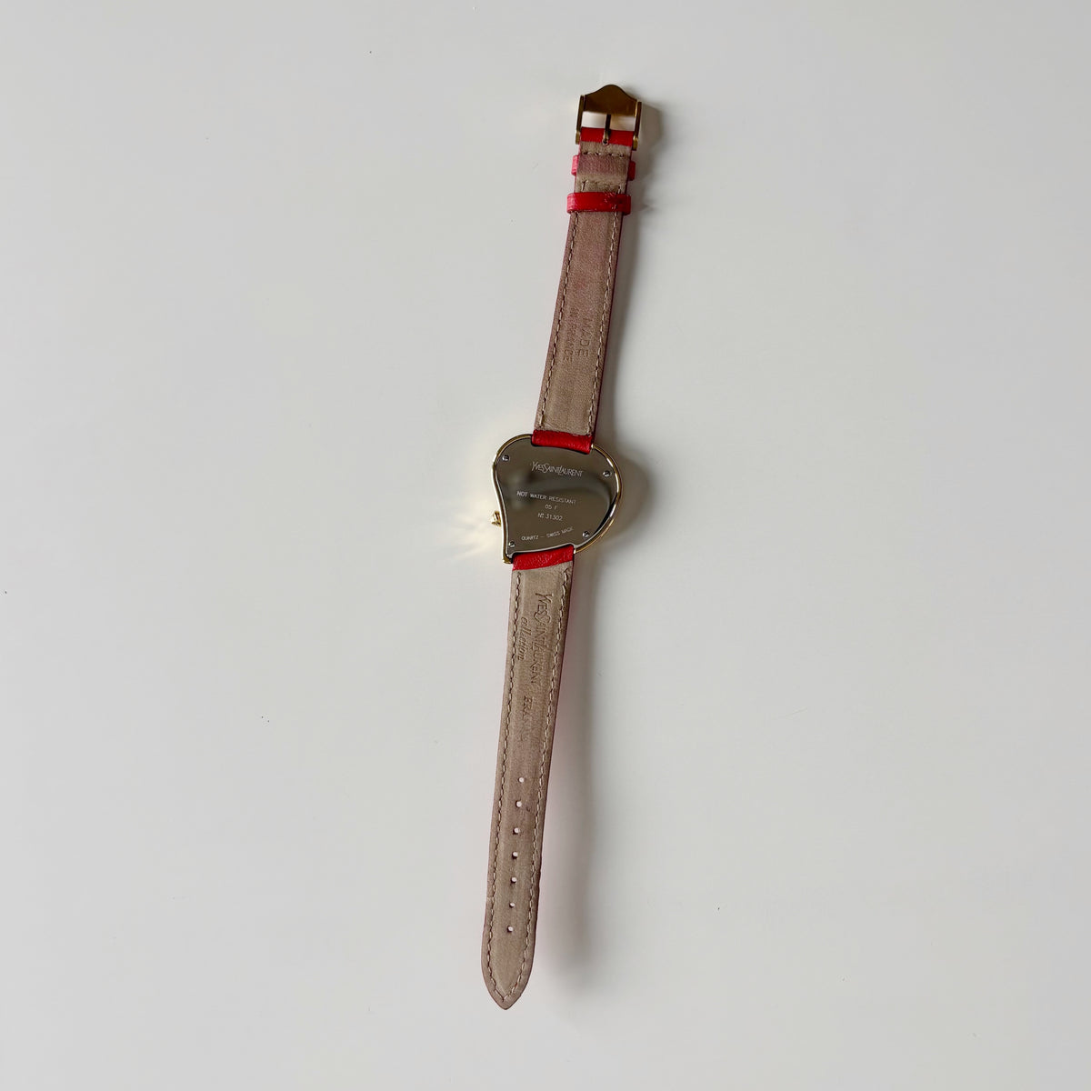 Yves Saint Laurent 1990s Heart Dial Gold Plated Red Watch