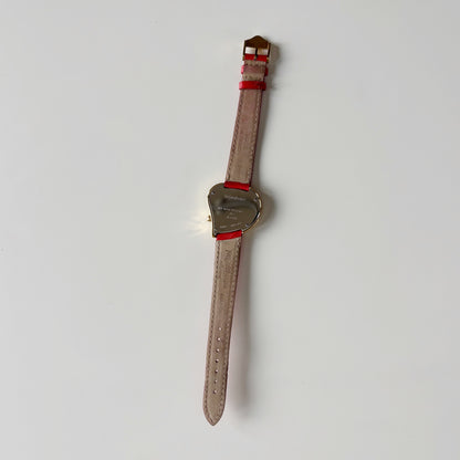 Yves Saint Laurent 1990s Heart Dial Gold Plated Red Watch