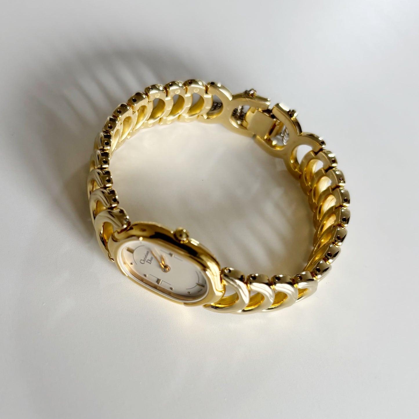 Dior 1990s Oval Gold Plated Watch