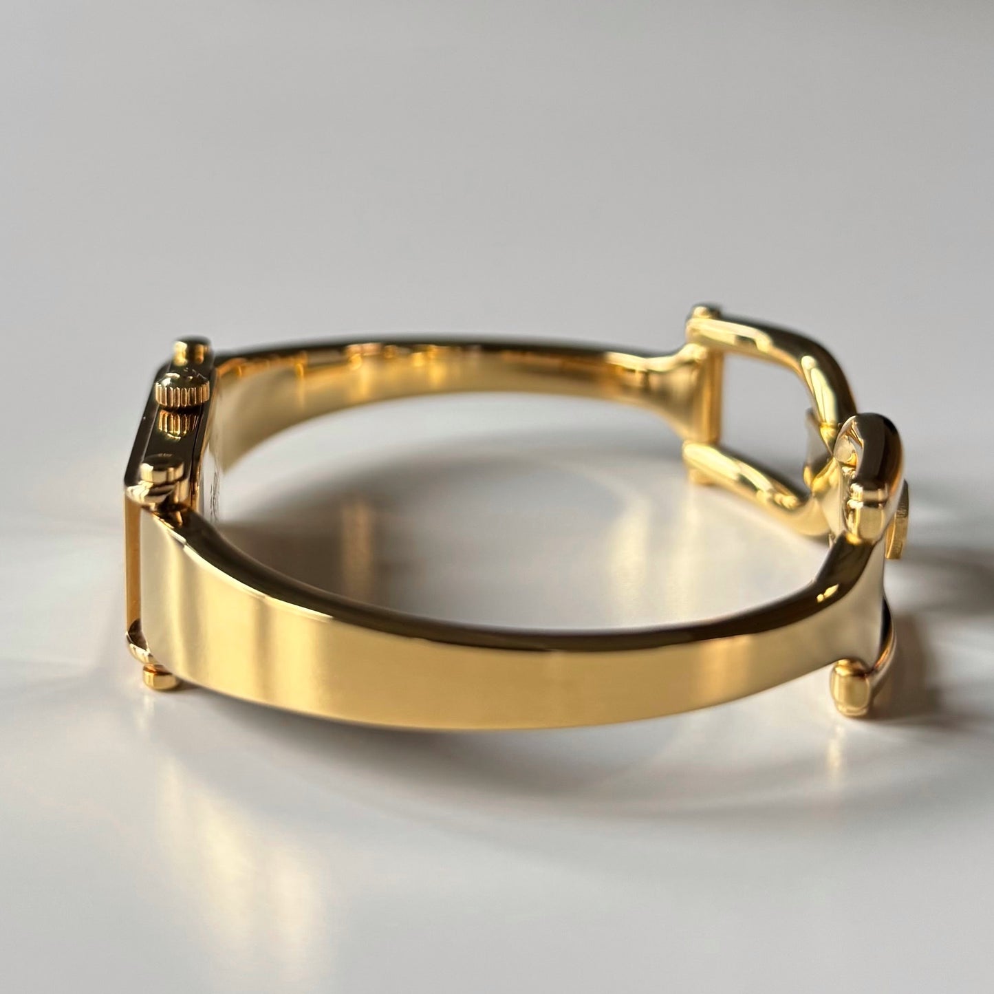 Gucci 1990s Seashell Dial Gold Plated Bangle Watch