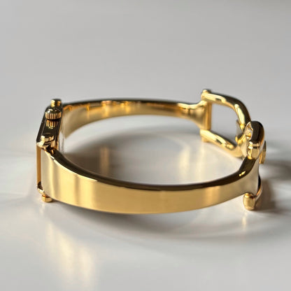 Gucci 1990s Seashell Dial Gold Plated Bangle Watch