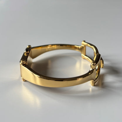 Gucci 1990s Gold Rectangular Dial Gold Plated Bangle Watch