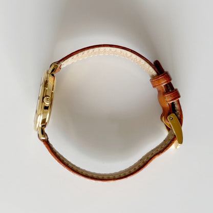 Gucci 1990s Sub Second Round Dial Gold Plated Watch