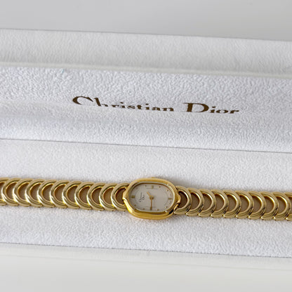 Dior 1990s Oval Gold Plated Watch