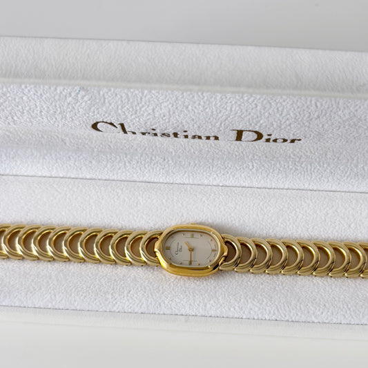 Dior 1990s Oval Gold Plated Watch