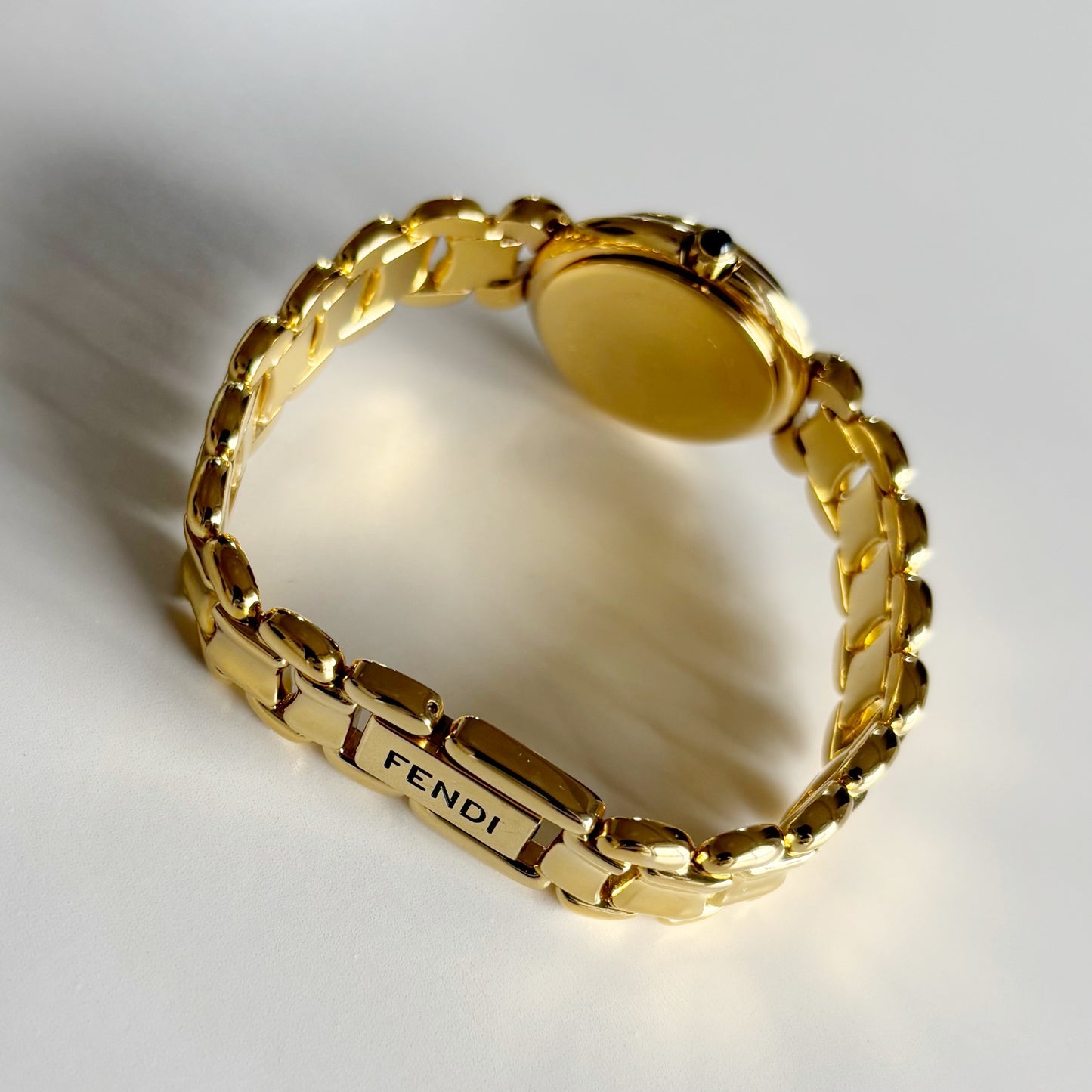 Fendi 1990s Seashell Dial Gold Plated Watch