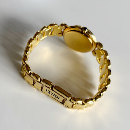Fendi 1990s Seashell Dial Gold Plated Watch