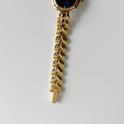Givenchy 1990s Navy Round Dial Gold Plated Watch