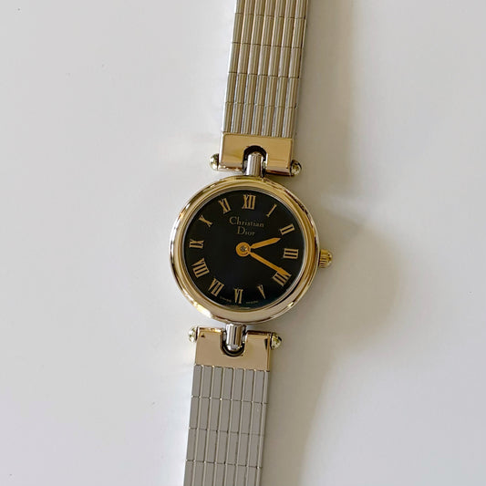 Dior 1990s Navy Dial Two Tone Watch