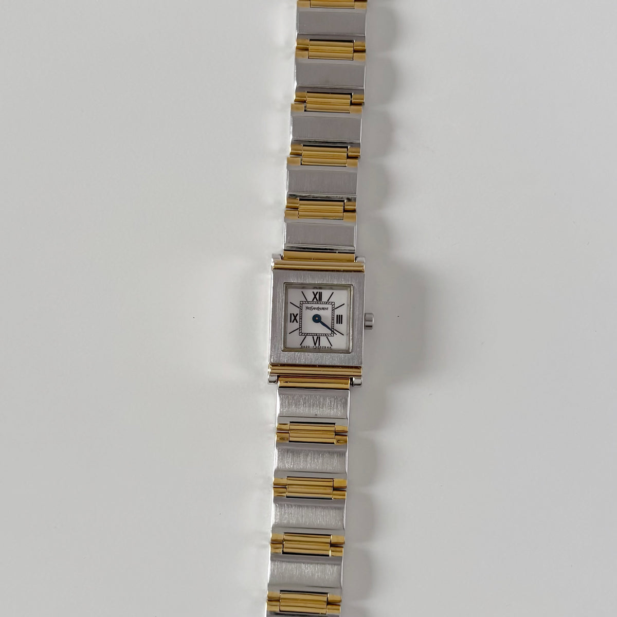 Yves Saint Laurent 1990s Square Dial Two-Tone Gold-Plated Watch