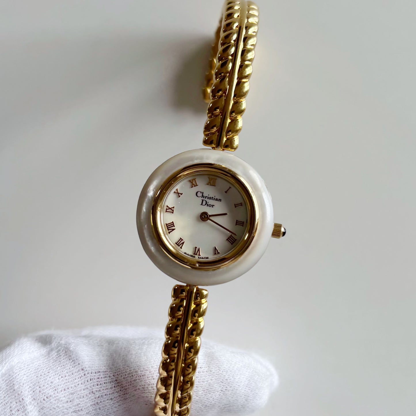 Dior 1990s Interchangeable Bezel Gold Plated Watch with 3 bezels