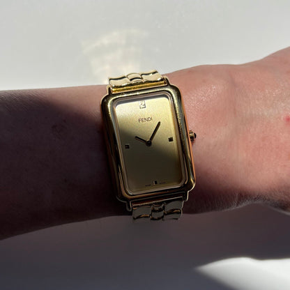 Fendi 1990s Tank Gold Plated Watch (Large)