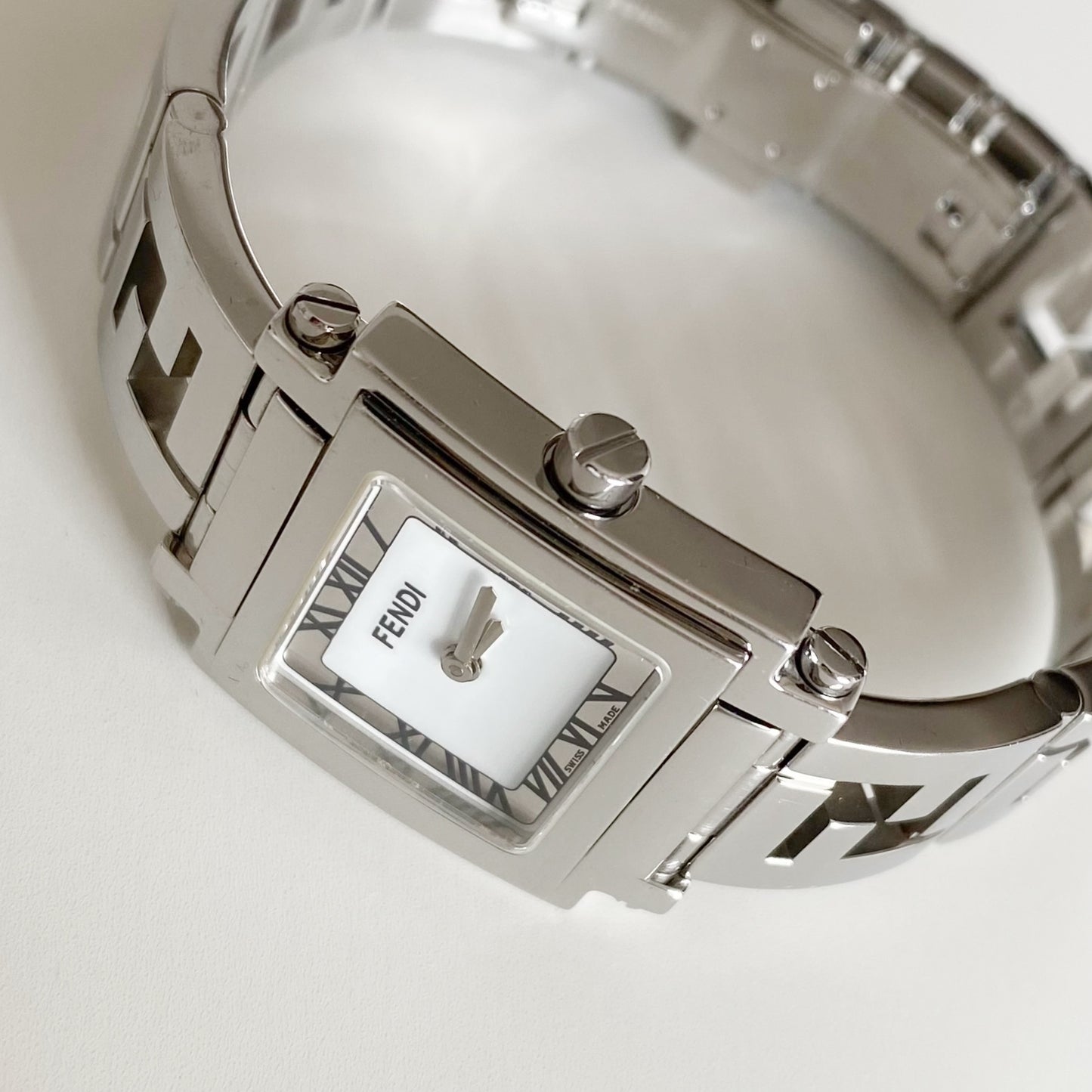 Fendi 1990s Square Dial Stainless steel Watch