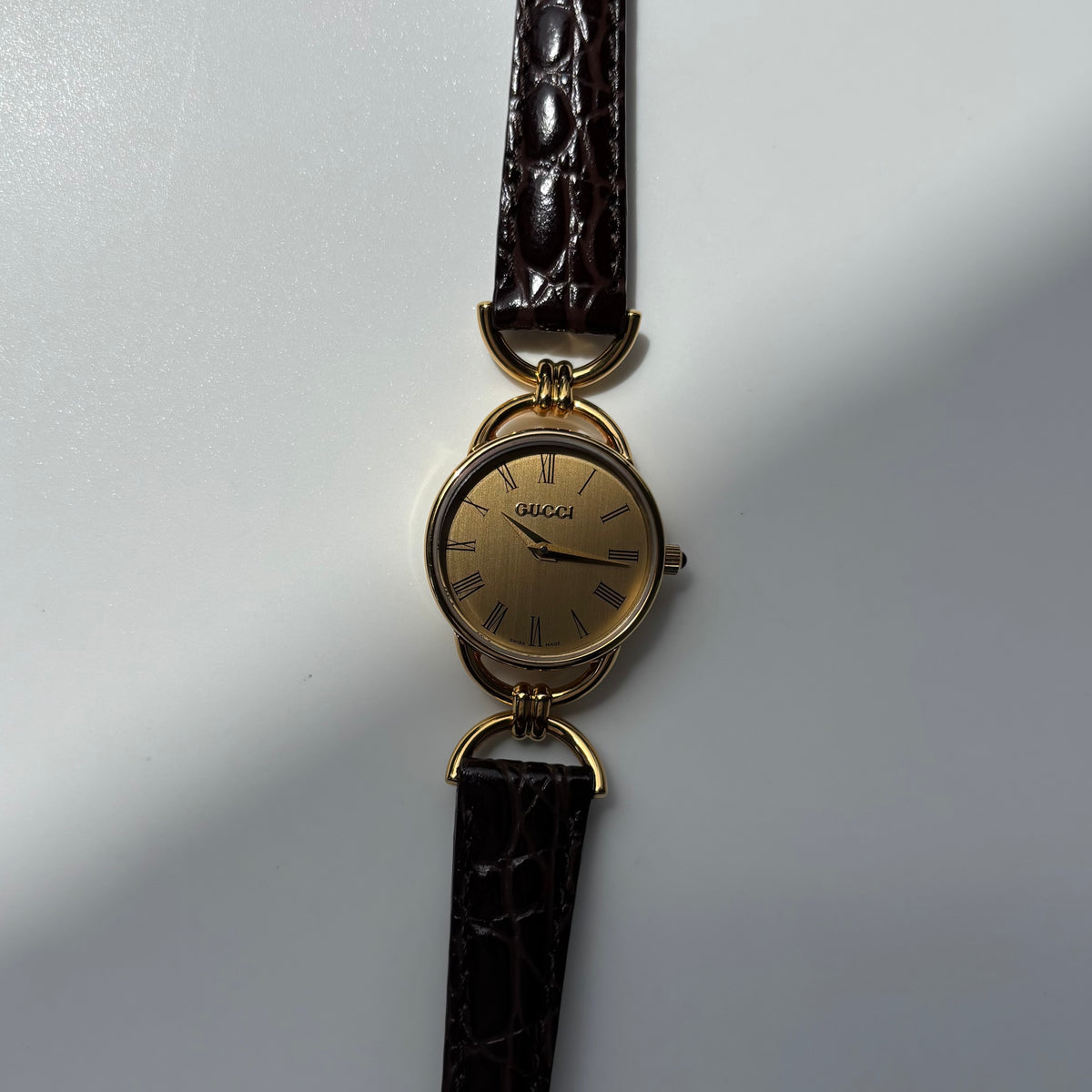 Gucci 1990s Gold Dial Horsebit Gold-Plated Watch