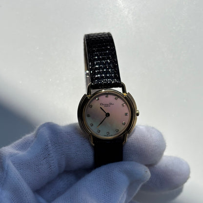 Dior 1990s Seashell Round Dial Gold Plated Watch