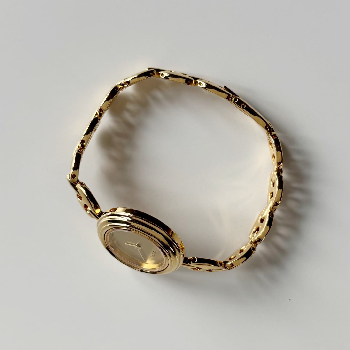 Gucci 1990s Interchangeable Bezel Gold Plated Rice Chain Watch with 6 bezels, case (170mm)