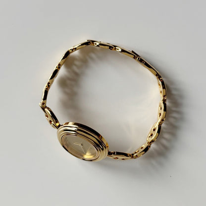 Gucci 1990s Interchangeable Bezel Gold Plated Rice Chain Watch with 6 bezels, case (170mm)