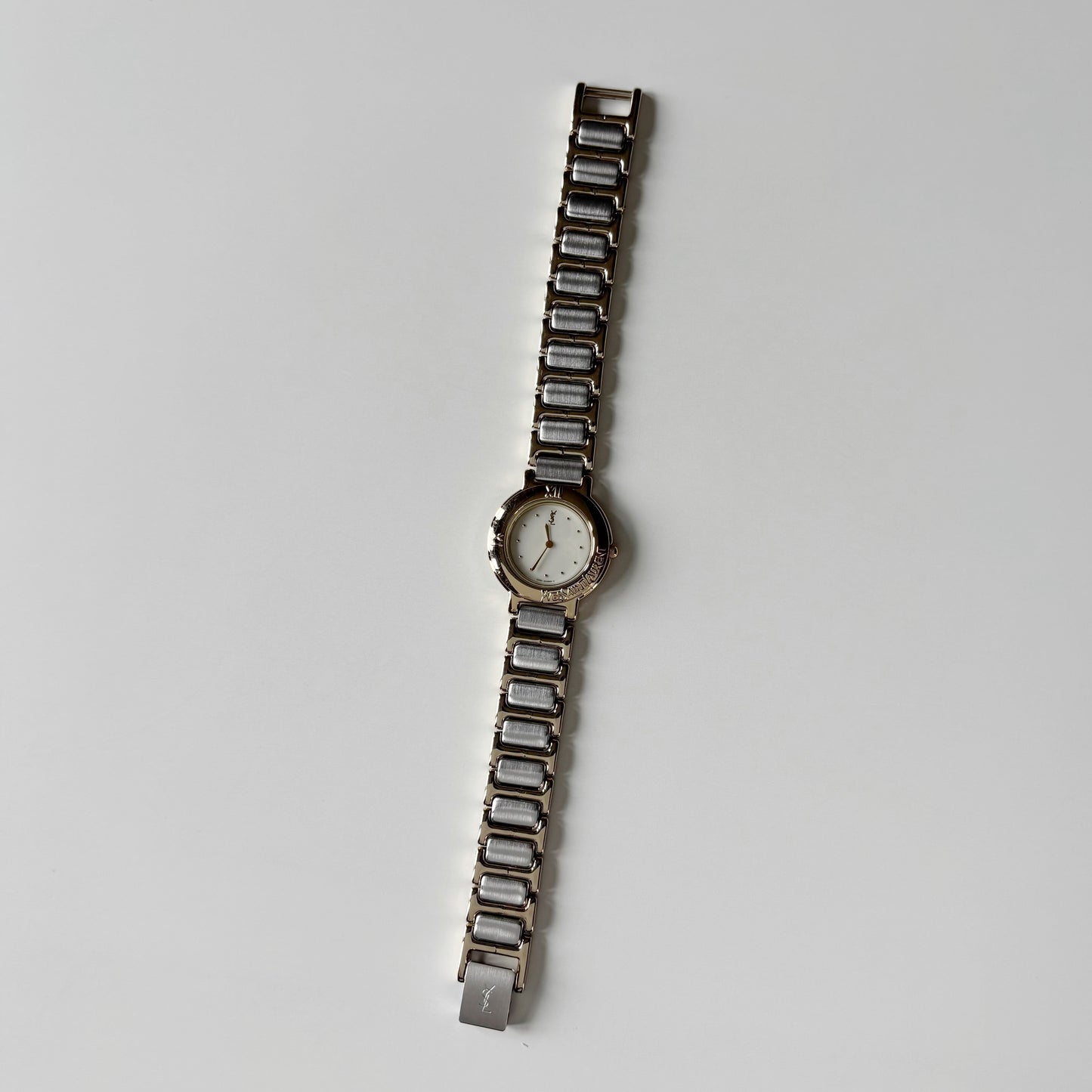 Yves Saint Laurent 1990s Round Dial Two Tone Watch
