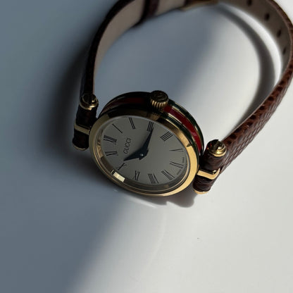 Gucci 1990s Round Dial Gold Plated Watch