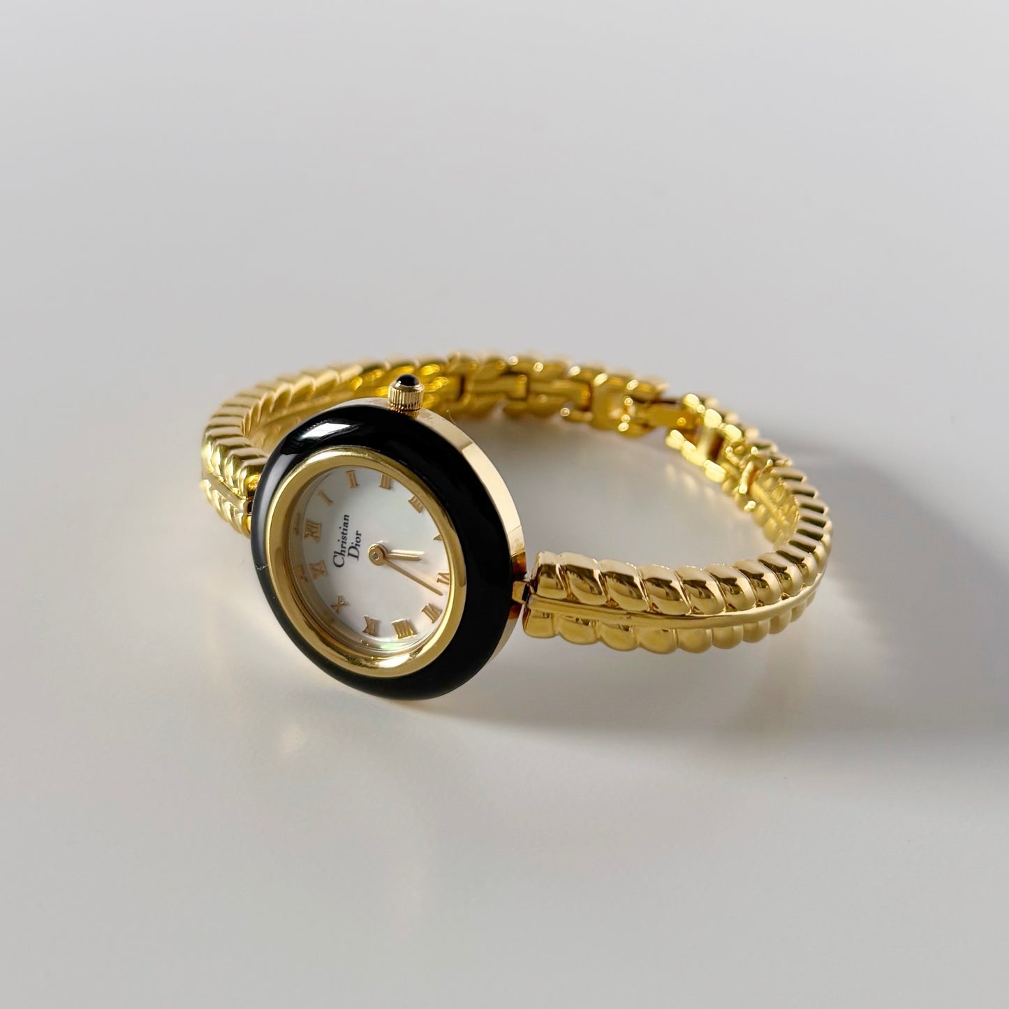 Dior 1990s Interchangeable Bezel Gold Plated Watch with 3 bezels