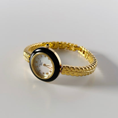 Dior 1990s Interchangeable Bezel Gold Plated Watch with 3 bezels