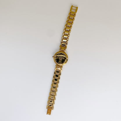 Fendi 1990s Gold Plated Round Watch