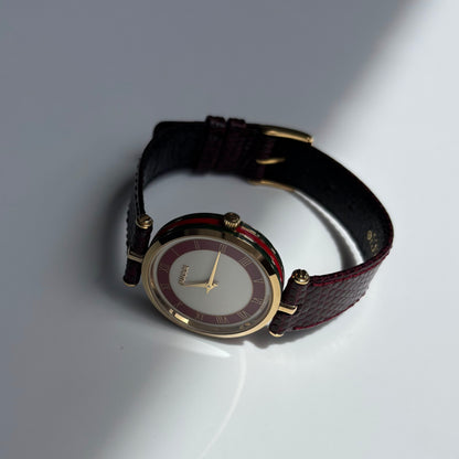 Gucci 1990s Round Dial Red Gold Plated Watch (Large)