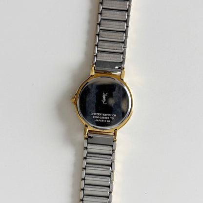 Yves Saint Laurent 1990s Round Dial Two Tone Watch