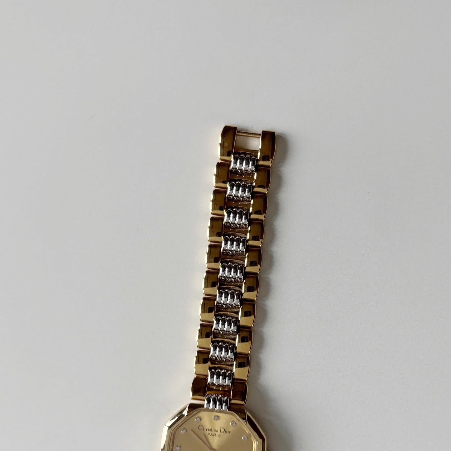Dior 1990s Octagon Dial Two Tone Gold Plated Watch