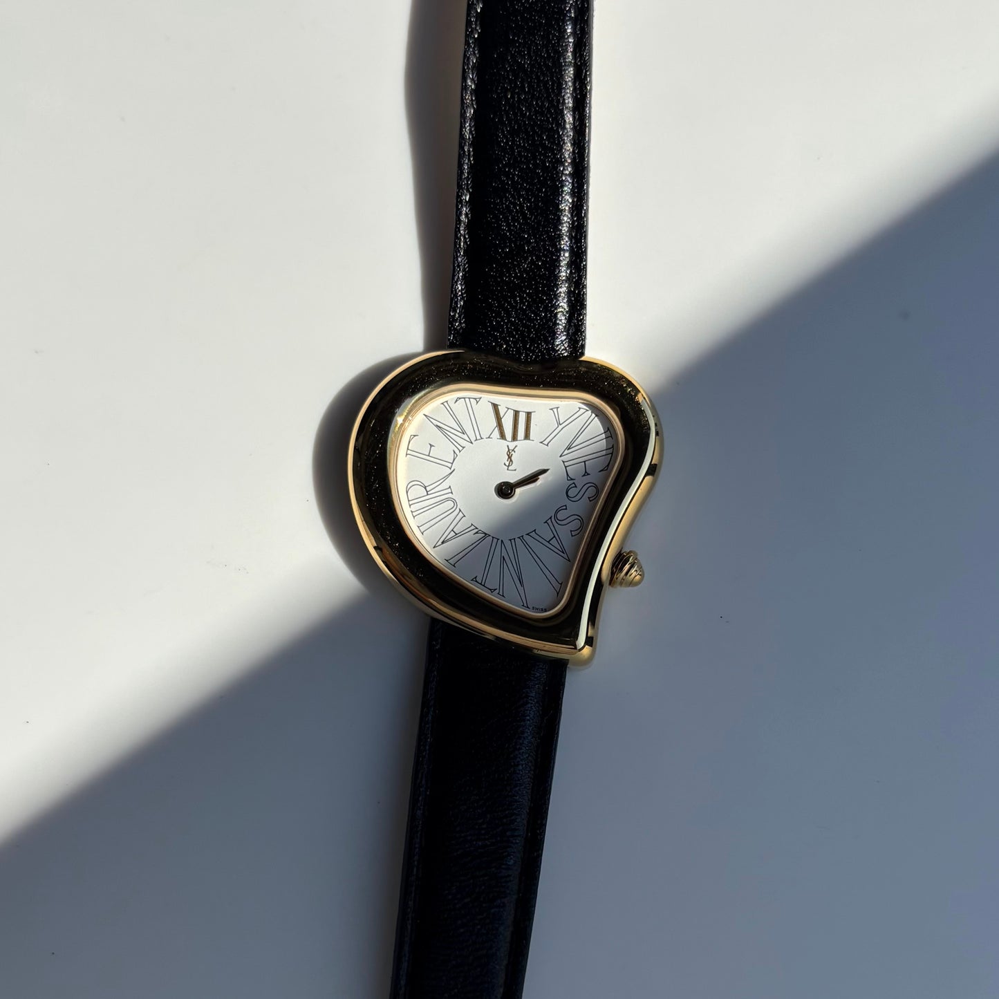Yves Saint Laurent 1990s Heart Shaped Gold Plated Watch
