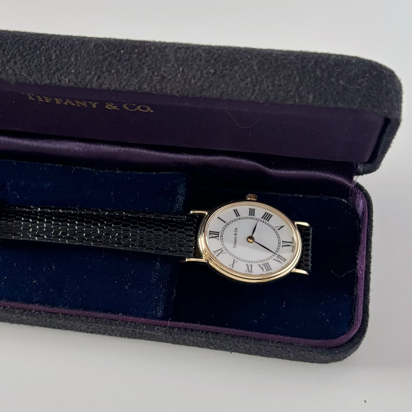 Tiffany 1990s Oval Dial 14K Case Watch