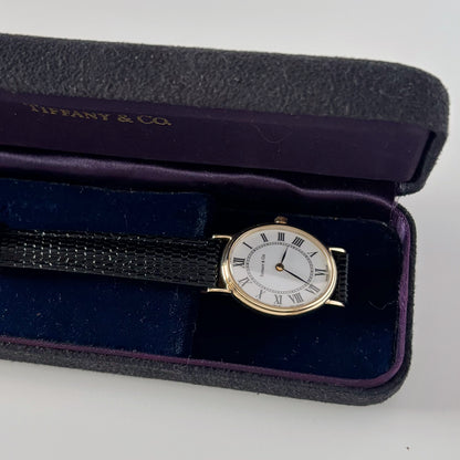 Tiffany 1990s Oval Dial 14K Case Watch