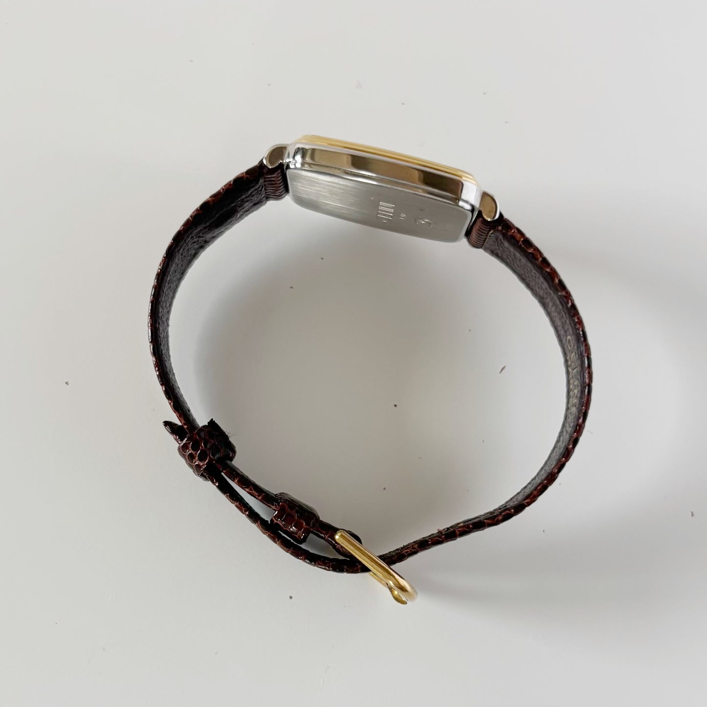 Celine 1980s Rectangular Dial Two Tone Watch (Large)