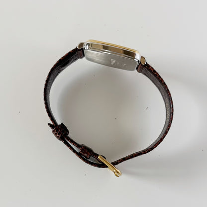 Celine 1980s Rectangular Dial Two Tone Watch (Large)