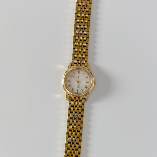 Yves Saint Laurent 1990s Round Dial Gold Plated Watch
