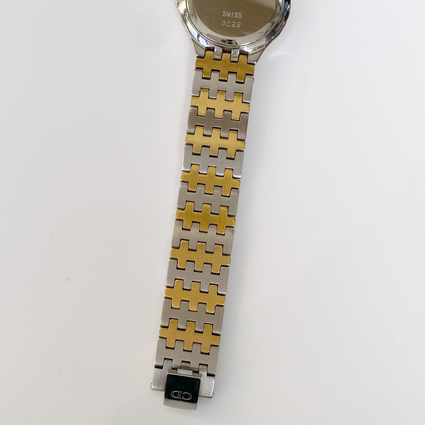 Dior 1990s Date Round Two Tone Watch